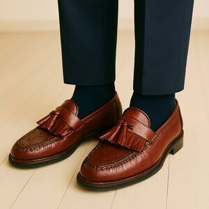 BOSTONIAN Mens Shoes Size 10 M Burgundy Cordovan Leather Kiltie Tassel Italy